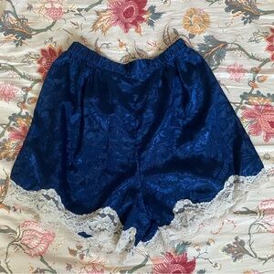 Vintage Victorias Secret Satin Shorts with Lace Trim - size Small